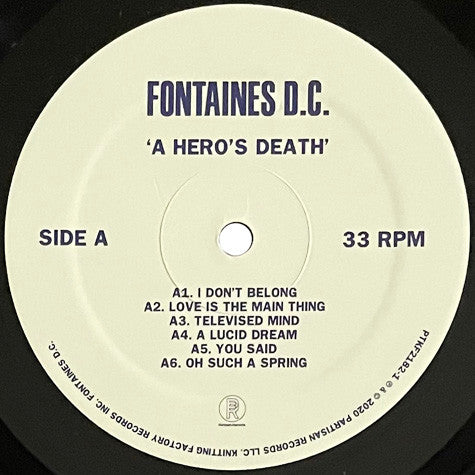 Fontaines D.C. : A Hero's Death (LP, Album, RP)