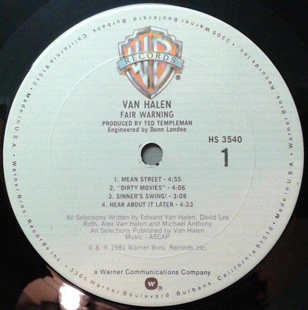 Van Halen : Fair Warning (LP, Album, Ter)