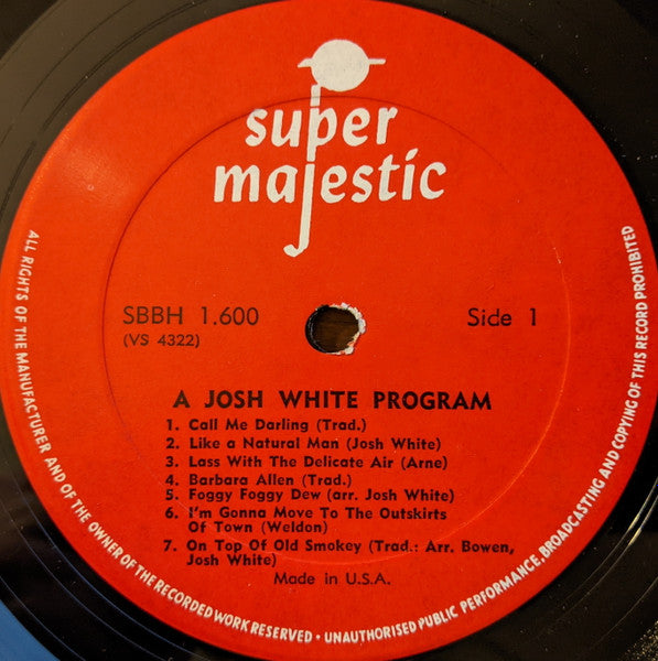 Josh White : A Josh White Program (LP, Album, RE)