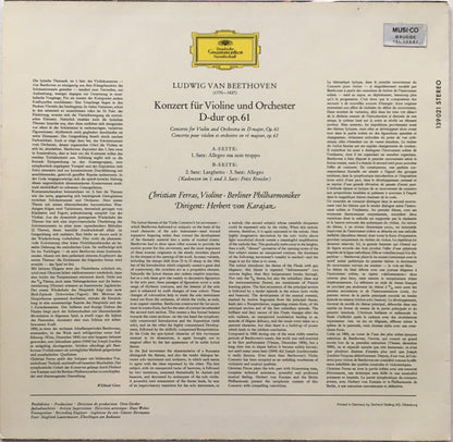 Beethoven*, Christian Ferras, Herbert von Karajan, Berliner Philharmoniker : Violinkonzert D-Dur (LP, RE, RP)