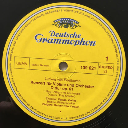 Beethoven*, Christian Ferras, Herbert von Karajan, Berliner Philharmoniker : Violinkonzert D-Dur (LP, RE, RP)