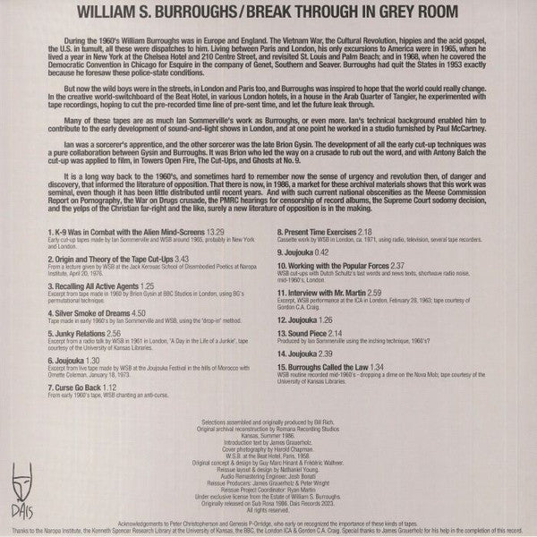 William S. Burroughs : Break Through In Grey Room (LP, Album, RE, RM)