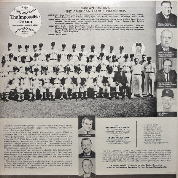 No Artist : The Impossible Dream: The Story Of The 1967 Boston Red Sox (LP, Album)