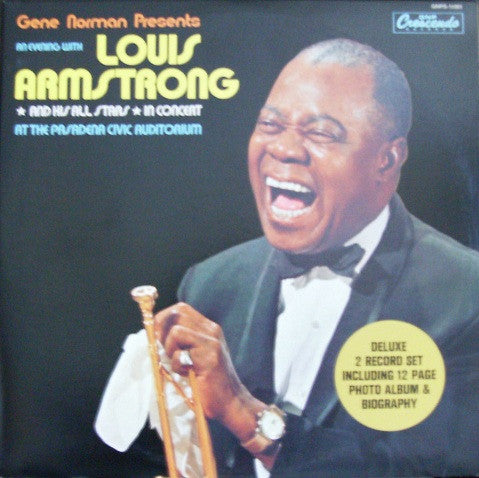 Louis Armstrong And His All Stars* : An Evening With Louis Armstrong And His All Stars In Concert At The Pasadena Civic Auditorium (2xLP, Album, Club, RE, Gat)