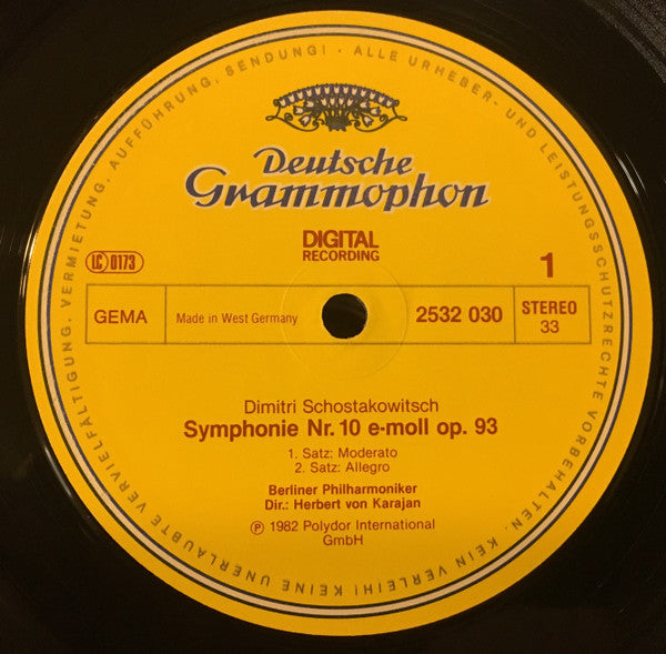 Schostakowitsch*, Berliner Philharmoniker, Herbert von Karajan : Symphonie No. 10 (LP)