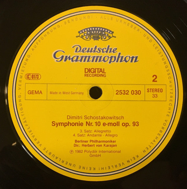 Schostakowitsch*, Berliner Philharmoniker, Herbert von Karajan : Symphonie No. 10 (LP)