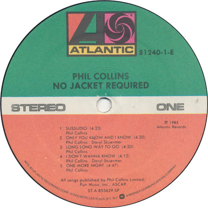 Phil Collins : No Jacket Required (LP, Album, SP )