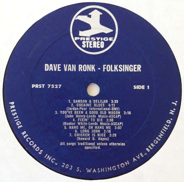 Dave Van Ronk : Folksinger (LP, Album, RE)