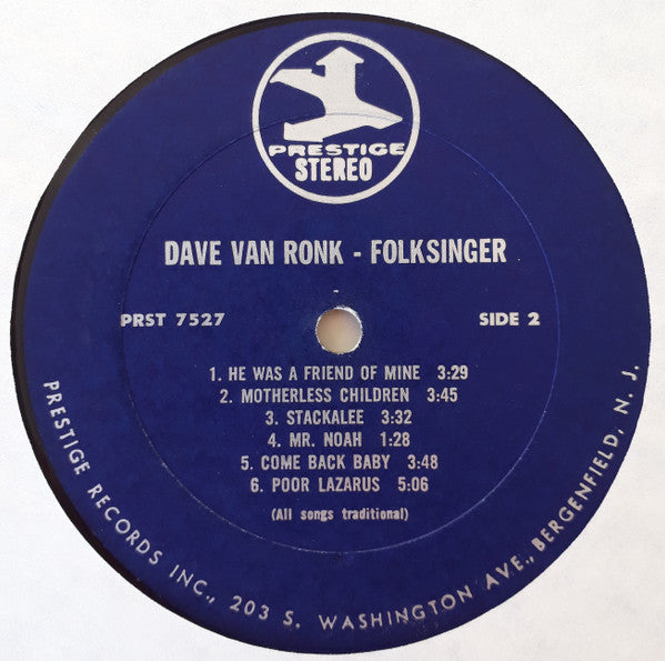 Dave Van Ronk : Folksinger (LP, Album, RE)