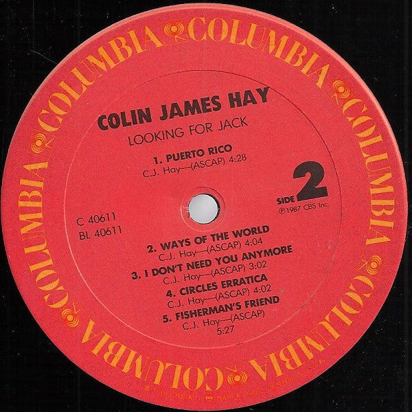Colin James Hay* : Looking For Jack (LP, Album, Car)