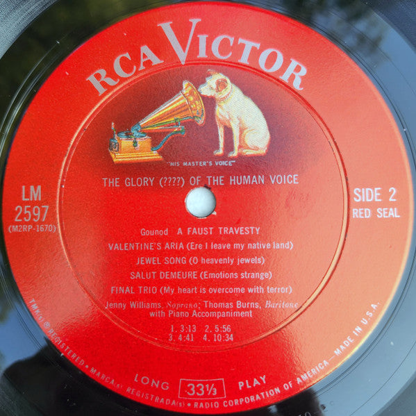 Florence Foster Jenkins, Jenny Williams And Thomas Burns : The Glory (????) Of The Human Voice / A Faust Travesty (LP, Album, Roc)