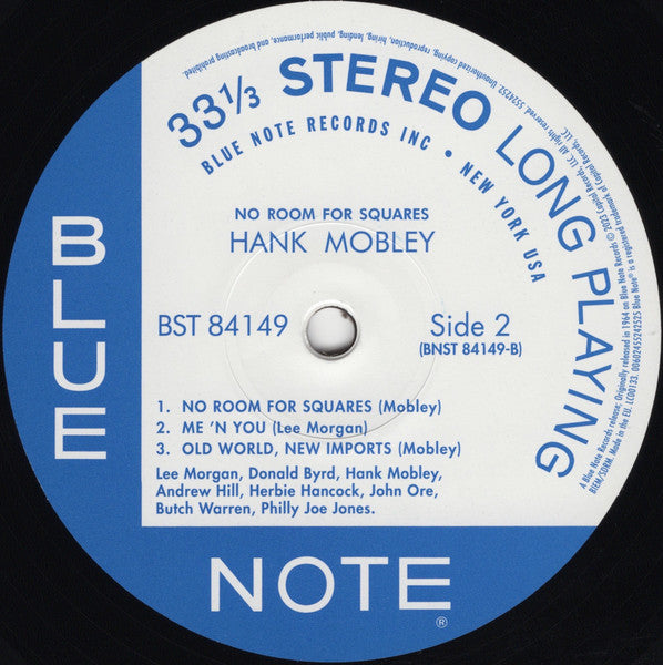 Hank Mobley : No Room For Squares (LP, Album, RE, 180)