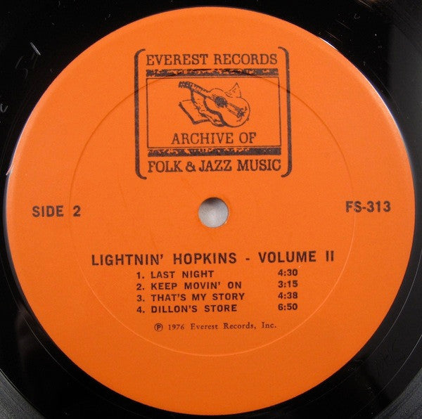 Lightnin' Hopkins : Volume II (LP, Album, RE)