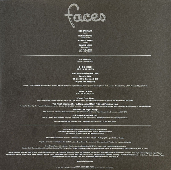 Faces (3) : Had Me A Real Good Time At The BBC (In Session & In Concert 1971-1973) (LP, Album, RSD, Mono, Ltd, Ora)