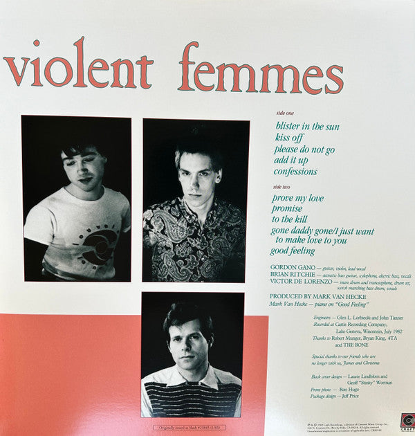 Violent Femmes : Violent Femmes (LP, Album, RE, RM, Mem)