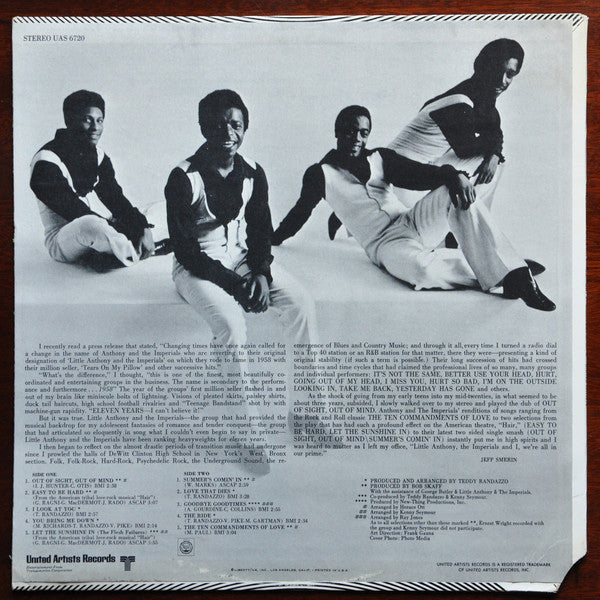 Little Anthony And The Imperials* : Out Of Sight, Out Of Mind (LP, Album, All)