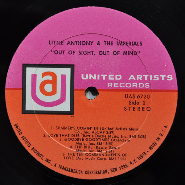 Little Anthony And The Imperials* : Out Of Sight, Out Of Mind (LP, Album, All)