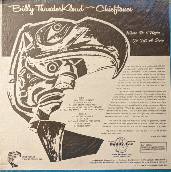 Billy Thunderkloud And The Chieftones : Where Do I Begin To Tell A Story (LP, Album)