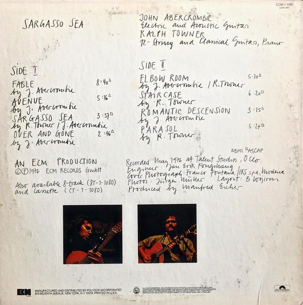 John Abercrombie, Ralph Towner : Sargasso Sea (LP, Album)