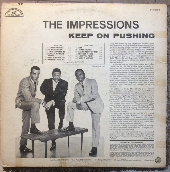 The Impressions : Keep On Pushing (LP, Album, Club)