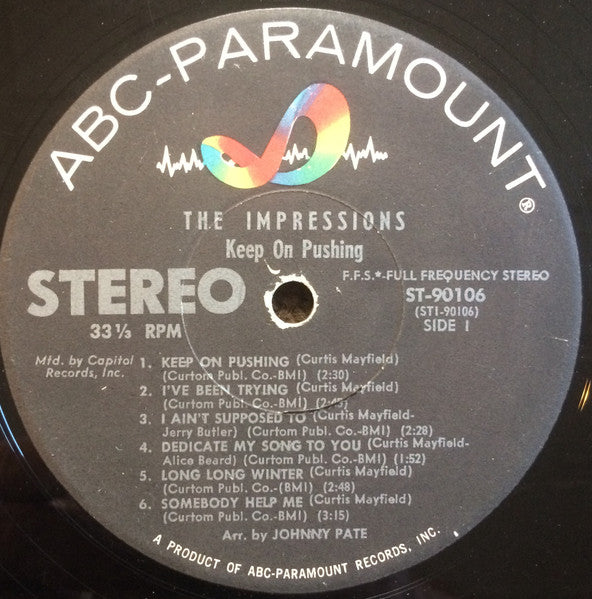 The Impressions : Keep On Pushing (LP, Album, Club)