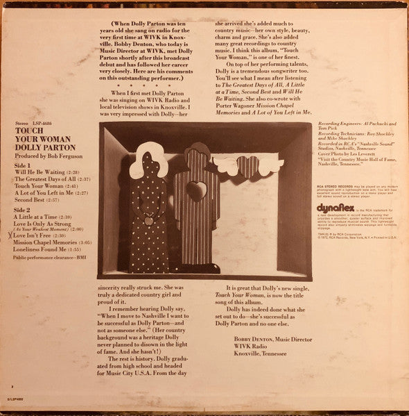 Dolly Parton : Touch Your Woman (LP, Album, Ind)