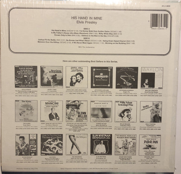 Elvis Presley : His Hand In Mine (LP, Album, RE)