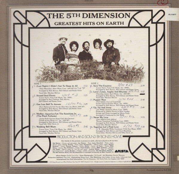 The 5th Dimension* : Greatest Hits On Earth (LP, Comp, RE)