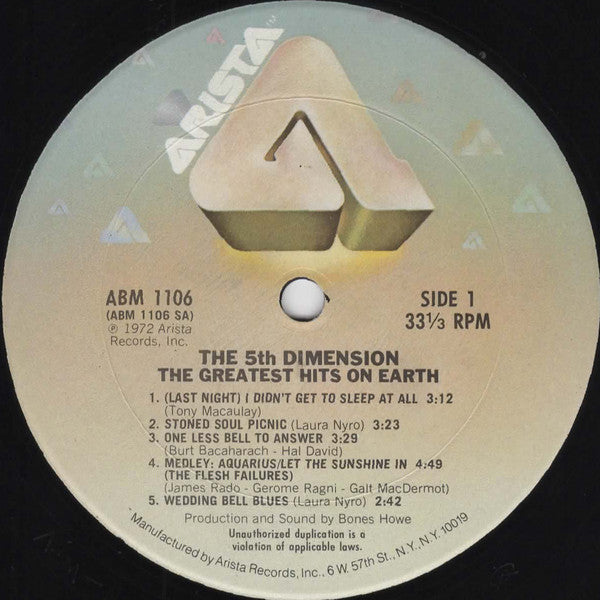 The 5th Dimension* : Greatest Hits On Earth (LP, Comp, RE)
