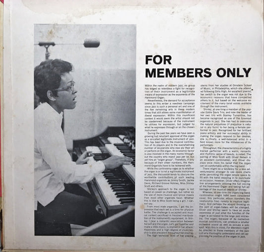 Shirley Scott Trio : For Members Only (LP, Album, Mono, Promo)