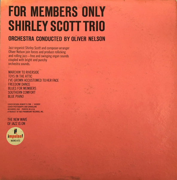 Shirley Scott Trio : For Members Only (LP, Album, Mono, Promo)