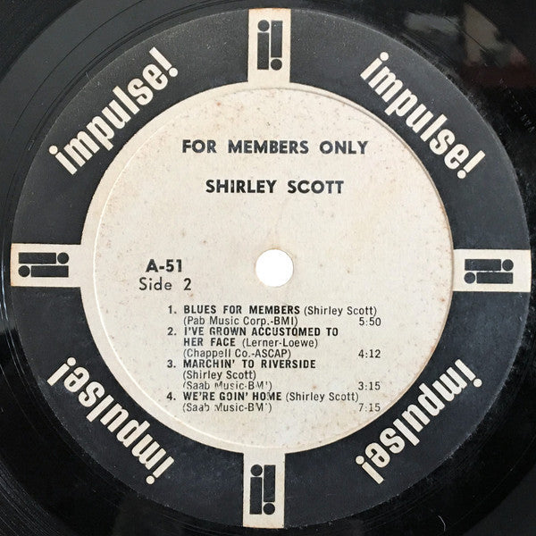 Shirley Scott Trio : For Members Only (LP, Album, Mono, Promo)