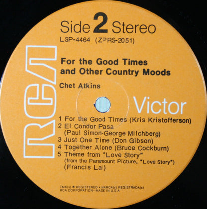 Chet Atkins : For The Good Times And Other Country Moods (LP, Album)