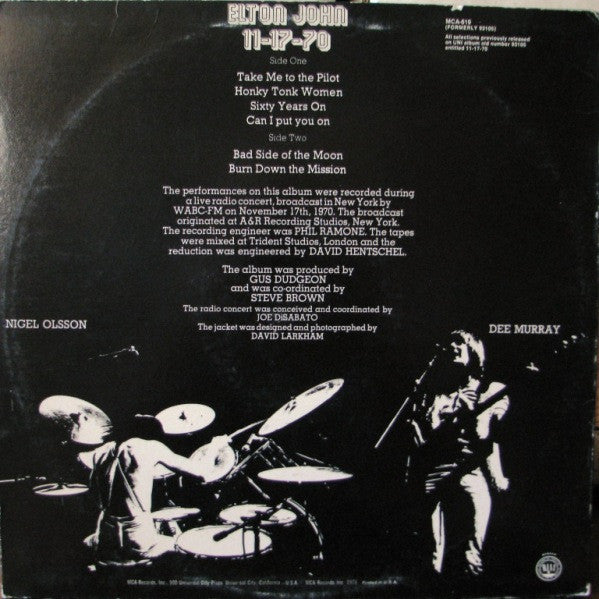 Elton John : 11-17-70 (LP, Album, RE)