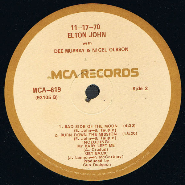 Elton John : 11-17-70 (LP, Album, RE)