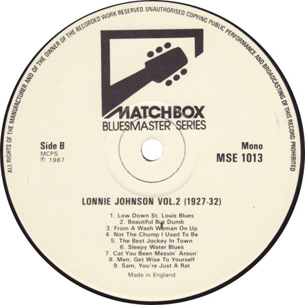 Lonnie Johnson (2) : Volume Two 1927-32: Historical Recordings (LP, Comp, Mono)