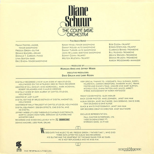 Diane Schuur & The Count Basie Orchestra* : Diane Schuur And The Count Basie Orchestra (LP, Album, Spe)