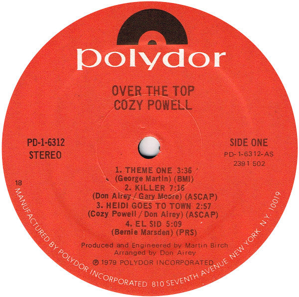 Cozy Powell : Over The Top (LP, Album, 18 )