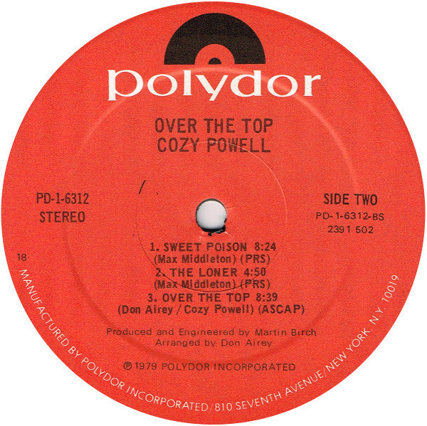 Cozy Powell : Over The Top (LP, Album, 18 )