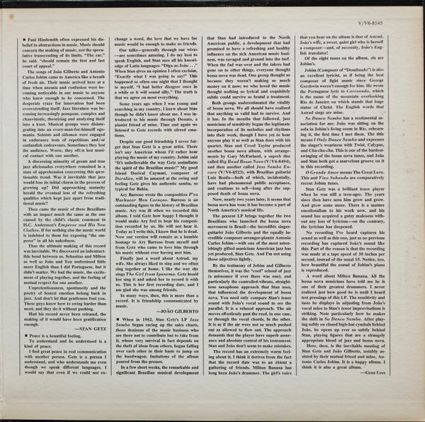 Stan Getz / João Gilberto Featuring Antonio Carlos Jobim : Getz / Gilberto (LP, Album, Mono, MGM)