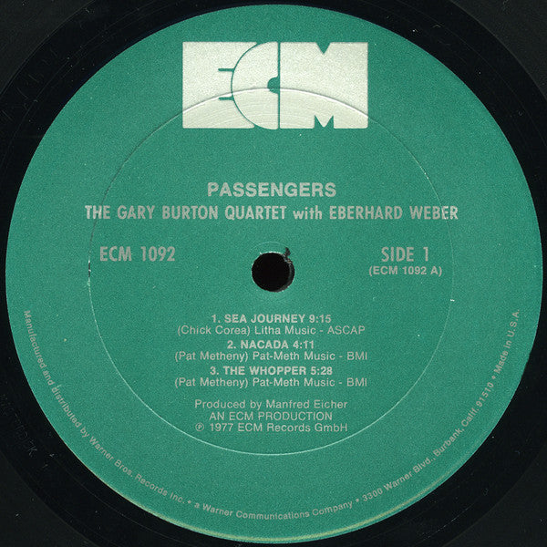 The Gary Burton Quartet* With Eberhard Weber : Passengers (LP, Album, Pit)