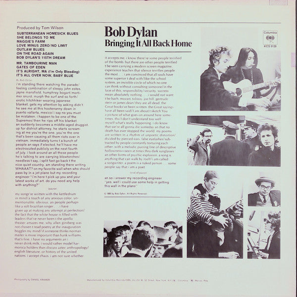 Bob Dylan : Bringing It All Back Home (LP, Album, RE, Ter)