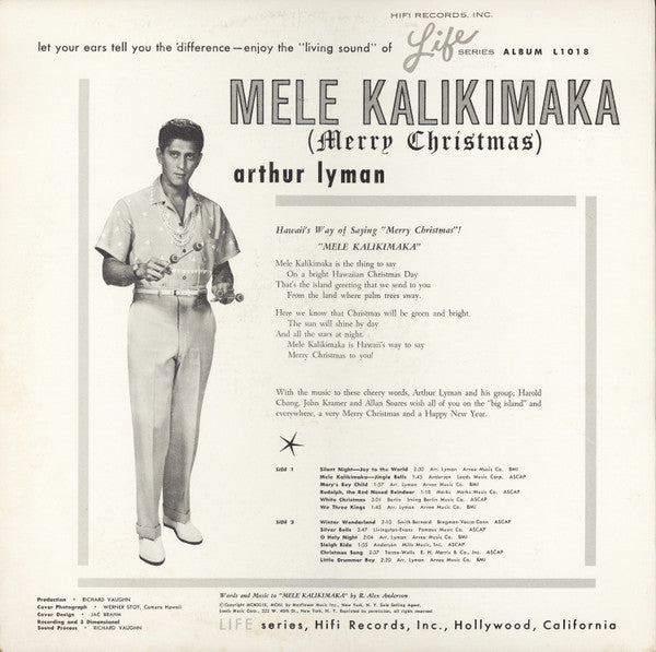 Arthur Lyman : Mele Kalikimaka (Merry Christmas) (LP, Album, RCA)