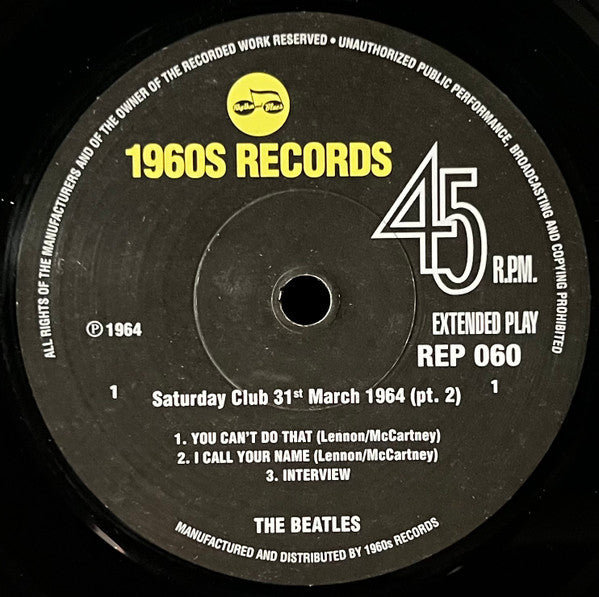 The Beatles : Saturday Club 31st March 1964 (Pt. 2) (7", EP, Mono, Unofficial)