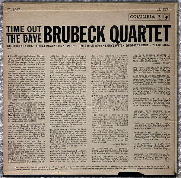 The Dave Brubeck Quartet : Time Out (LP, Album, Mono, RP, Pit)