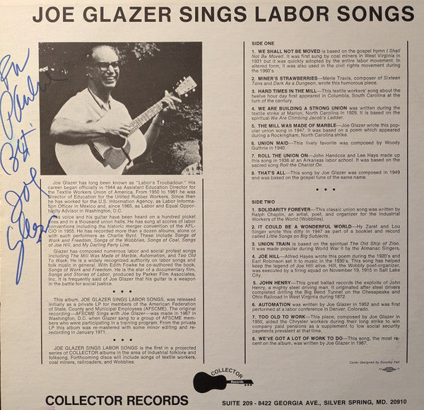 Joe Glazer : Sings Labor Songs (LP, Album, Mono, RM)