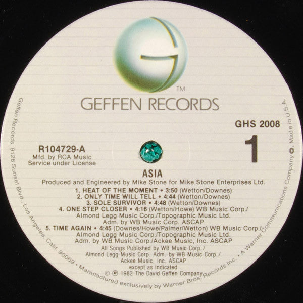 Asia (2) : Asia (LP, Album, Club, RCA)