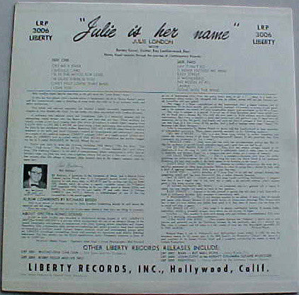 Julie London : Julie Is Her Name (LP, Album, Mono, RE, Col)