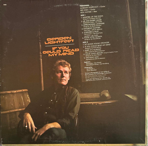 Gordon Lightfoot : If You Could Read My Mind (LP, Album, RE, WIn)