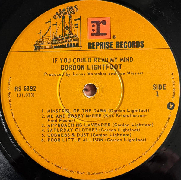 Gordon Lightfoot : If You Could Read My Mind (LP, Album, RE, WIn)